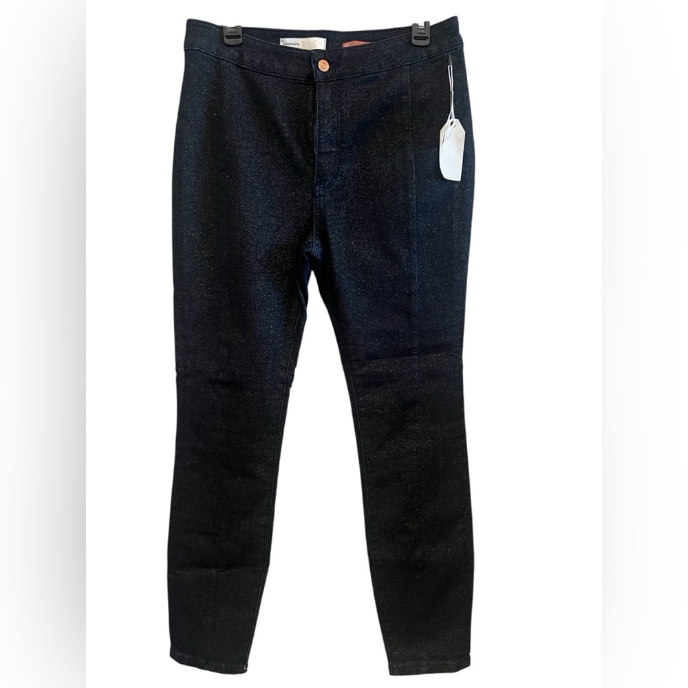 Anthropologie Blue Denim With Shimmery Gold Leggins Size 31 NEW